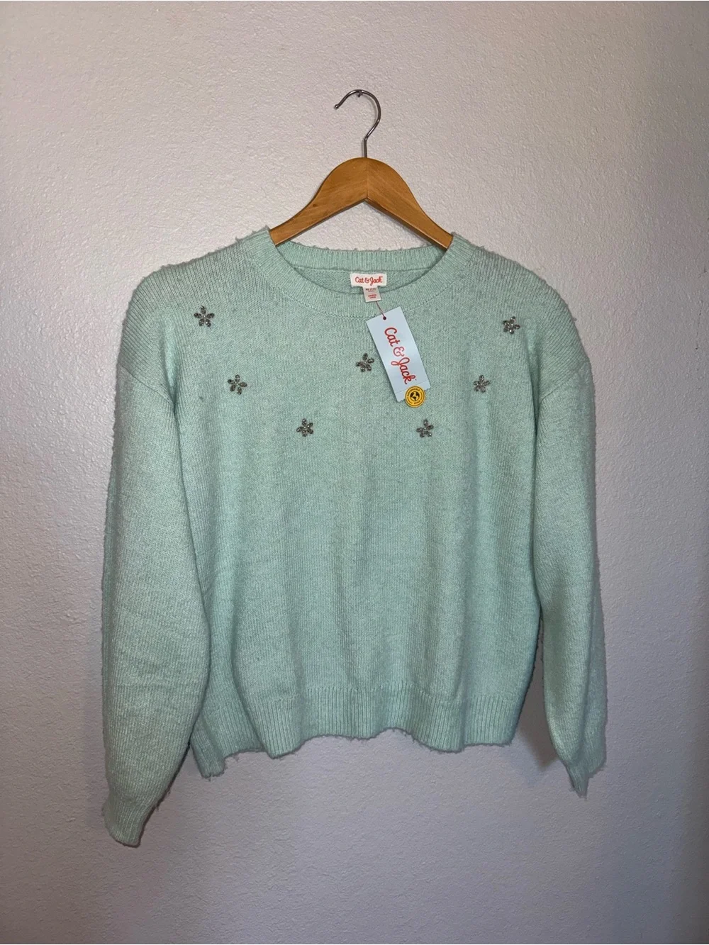 New Cat & Jack Mint Green XL (14), Kids   Crewneck Sweater